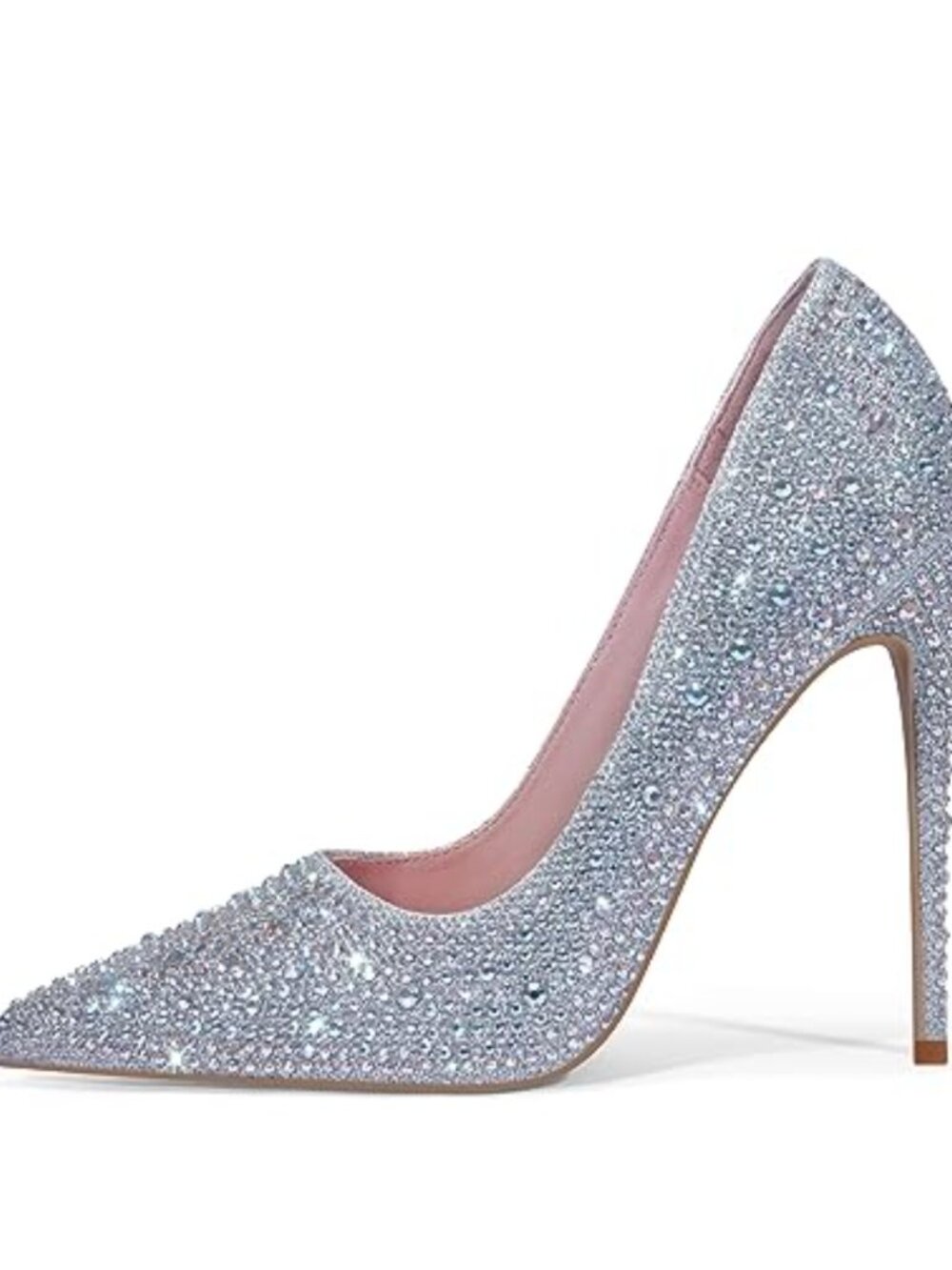 Pointed Toe Rhinestone Heels 4.7" Stiletto Prom Wedding Pumps